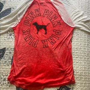Victoria Secret PINK Orange/Pink/White/Black Long Sleeve Shirt (XS)